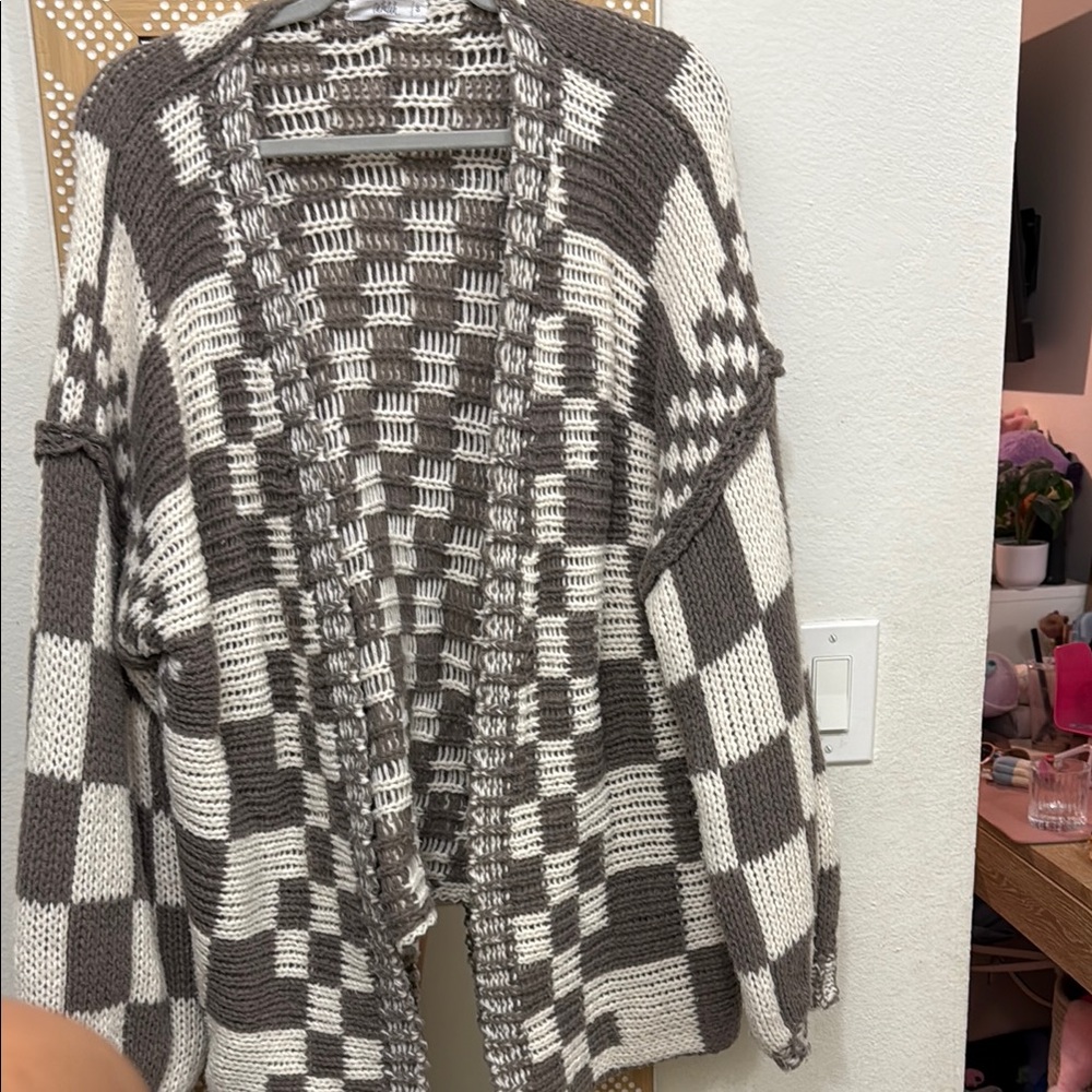 Cozy Checkered Knit Sweater